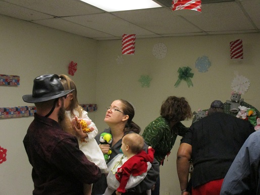 A family in the popcorn room